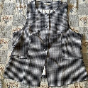 Women's Black and White Gingham Button Down Shirt